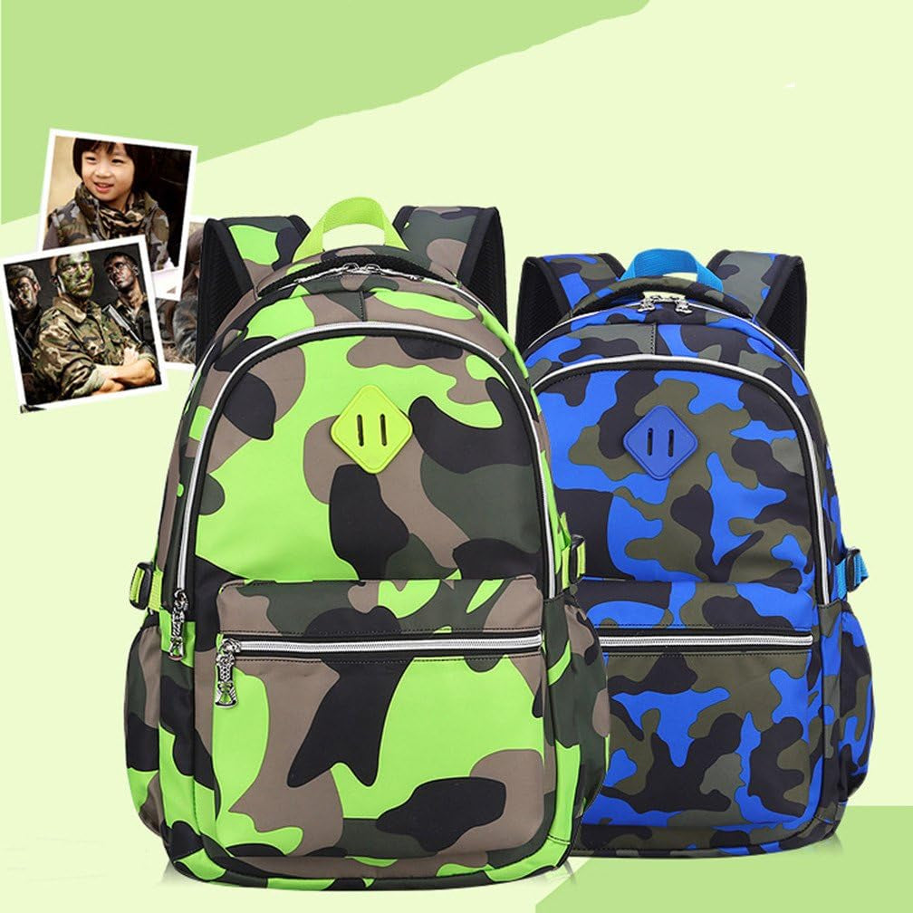 School Backpack Casual Daypack Travel Outdoor Camouflage Backpack Christmas Presents for Boys and Girls (Camo Green)