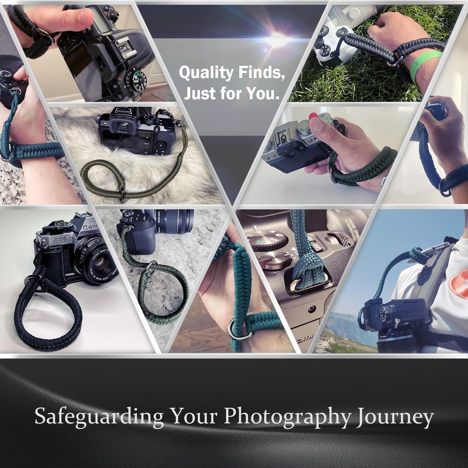 Camera Wrist Strap - Paracord Quick Release Camera Hand Strap Wrist Lanyard for DSLR or Mirrorless Camera - Black