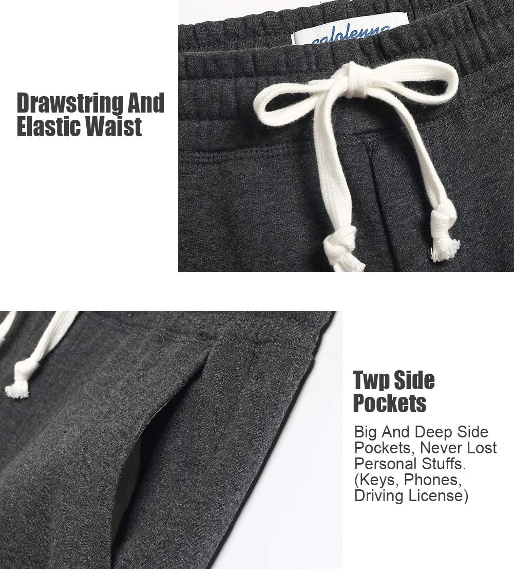 Mens Cotton 8" Long Casual Lounge Fleece Shorts Pockets Jogger Athletic Workout Gym Sweat Shorts Dark Grey