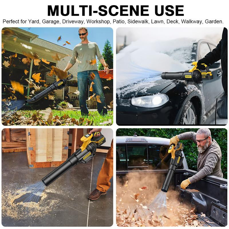 SOARFLY Cordless Leaf Blower, 650CFM/130MPH & 3 Speed Levels, with 2 × 4.0Ah Battery and Fast Charger, for Yard, Blowing Leaves, Dust, Garage, Snow