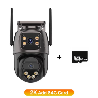 IP Camera 6K 9MP HD Wifi Outdoor Camera 8X Zoom Three Lens Dual Screen Home Security PTZ Camera 6MP Video Surveillance Icsee