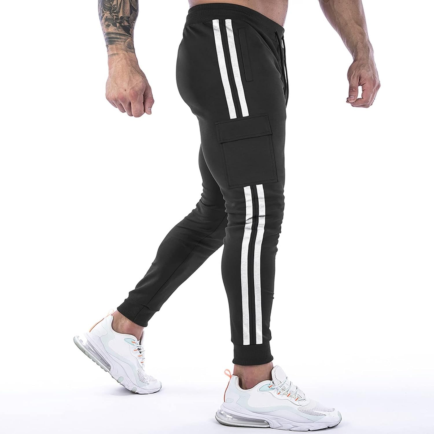Men'S Jogger Track Pants Athletic Slim Fit Gym Trousers Workout Training Tapered Sweatpants with Pockets