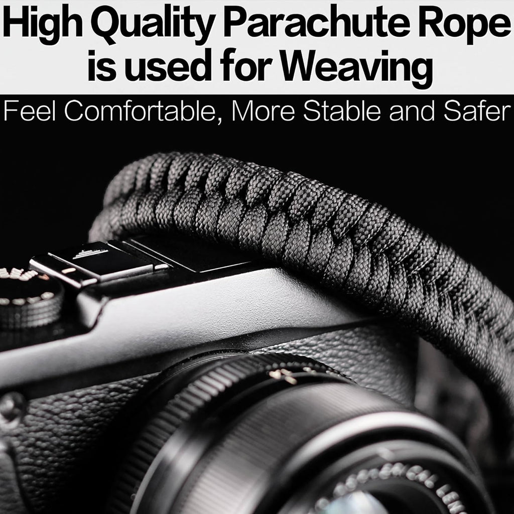 Camera Wrist Strap - Paracord Quick Release Camera Hand Strap Wrist Lanyard for DSLR or Mirrorless Camera - Black
