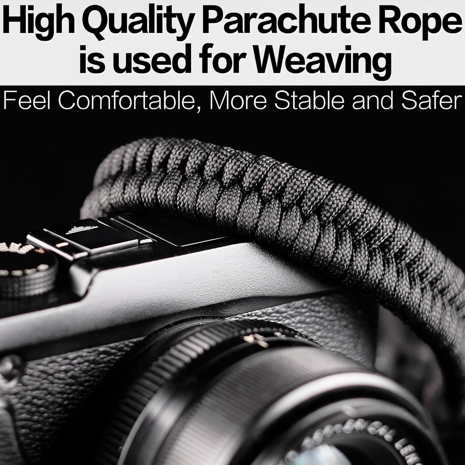 Camera Wrist Strap - Paracord Quick Release Camera Hand Strap Wrist Lanyard for DSLR or Mirrorless Camera - Black