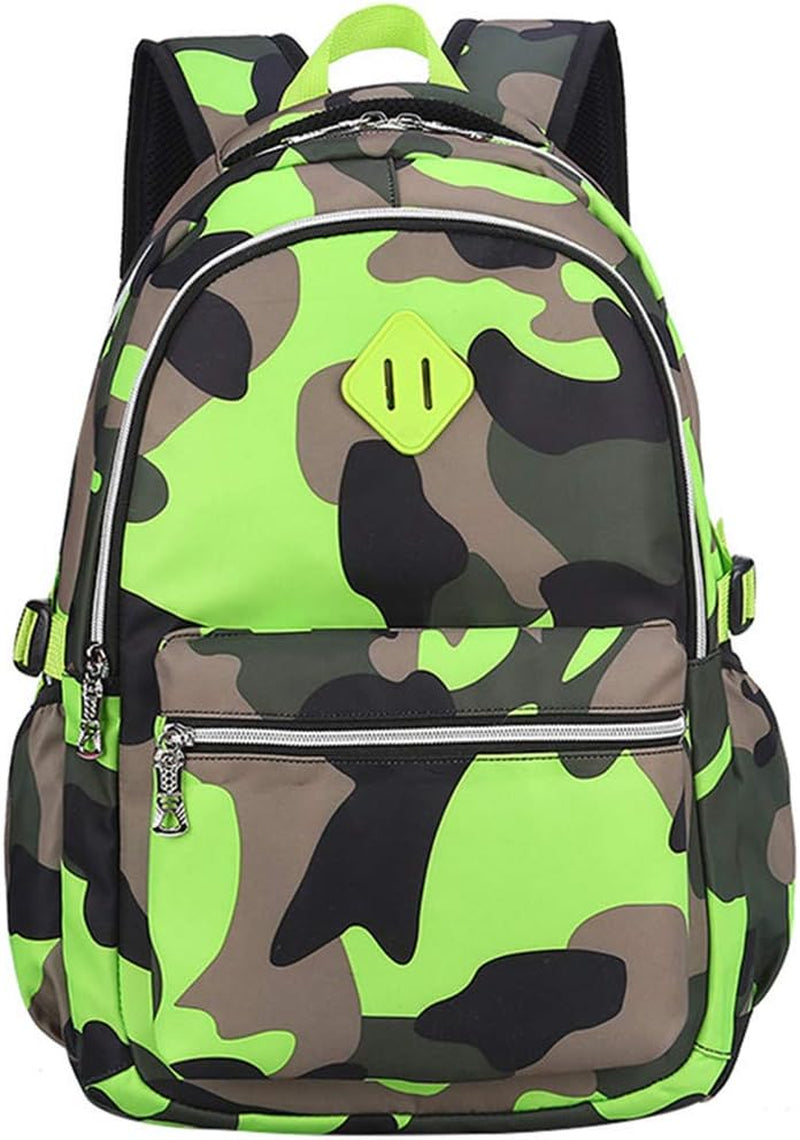School Backpack Casual Daypack Travel Outdoor Camouflage Backpack Christmas Presents for Boys and Girls (Camo Green)