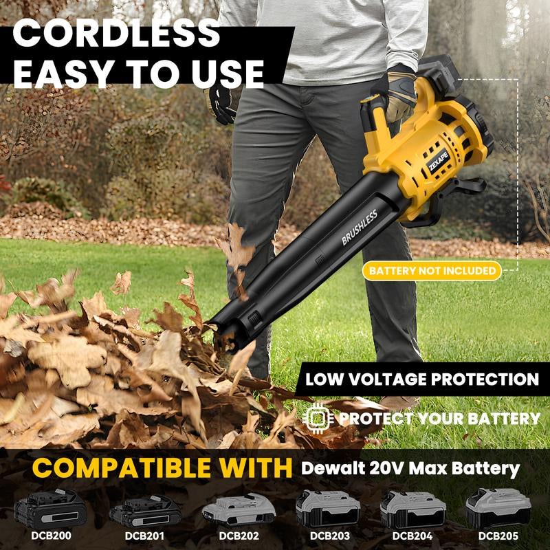 【No Batteries】Cordless Leaf Blower for Dewalt 20V Max Battery, for Milwaukee 18V Battery/ for Makita 18V Battery 480 CFM Electric Blower with Brushless Motor, 6 Variable Speed up to 130MPH, Digital Display Control Handheld Blower for Lawn Care, Yard