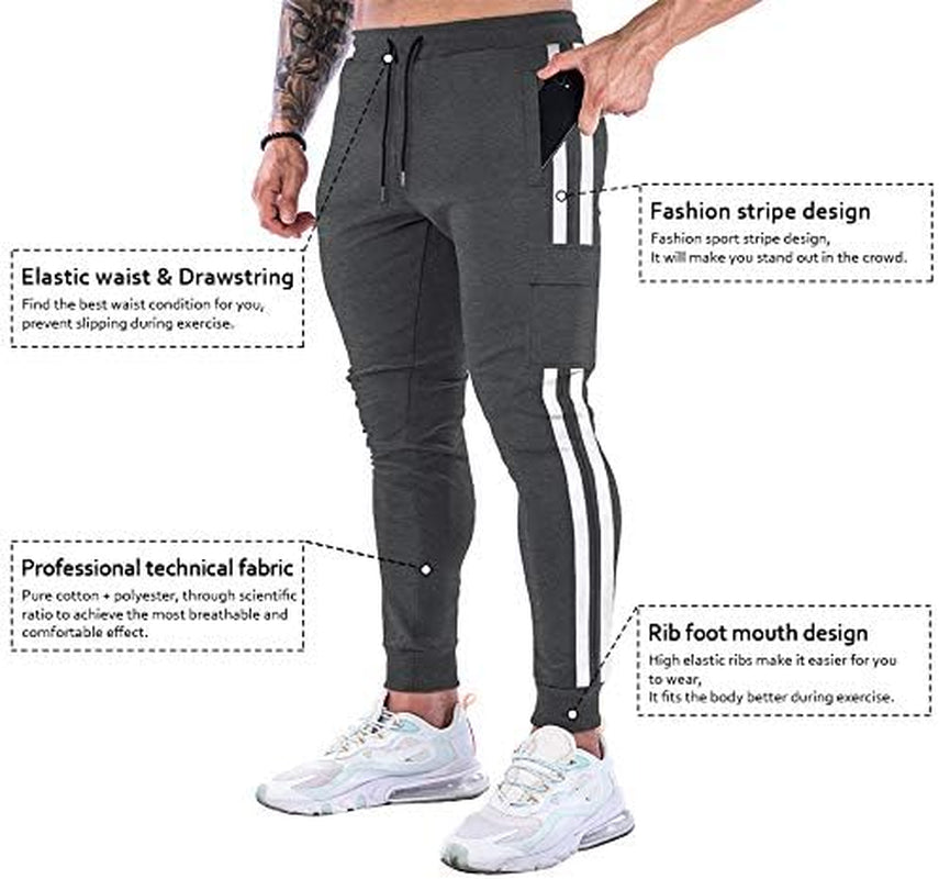 Men'S Jogger Track Pants Athletic Slim Fit Gym Trousers Workout Training Tapered Sweatpants with Pockets