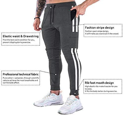 Men'S Jogger Track Pants Athletic Slim Fit Gym Trousers Workout Training Tapered Sweatpants with Pockets