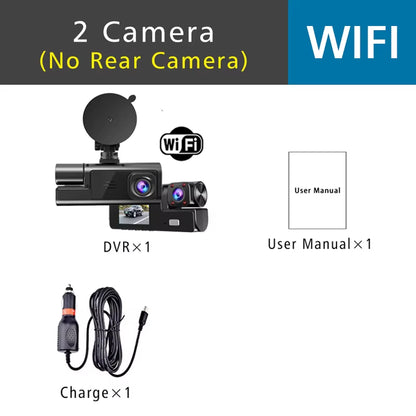 3 Cameras Car DVR Wifi 1920P inside Vehicle Dash Cam Three Way Camera Dvrs Recorder Video Registrator Mini Dashcam Camcorder