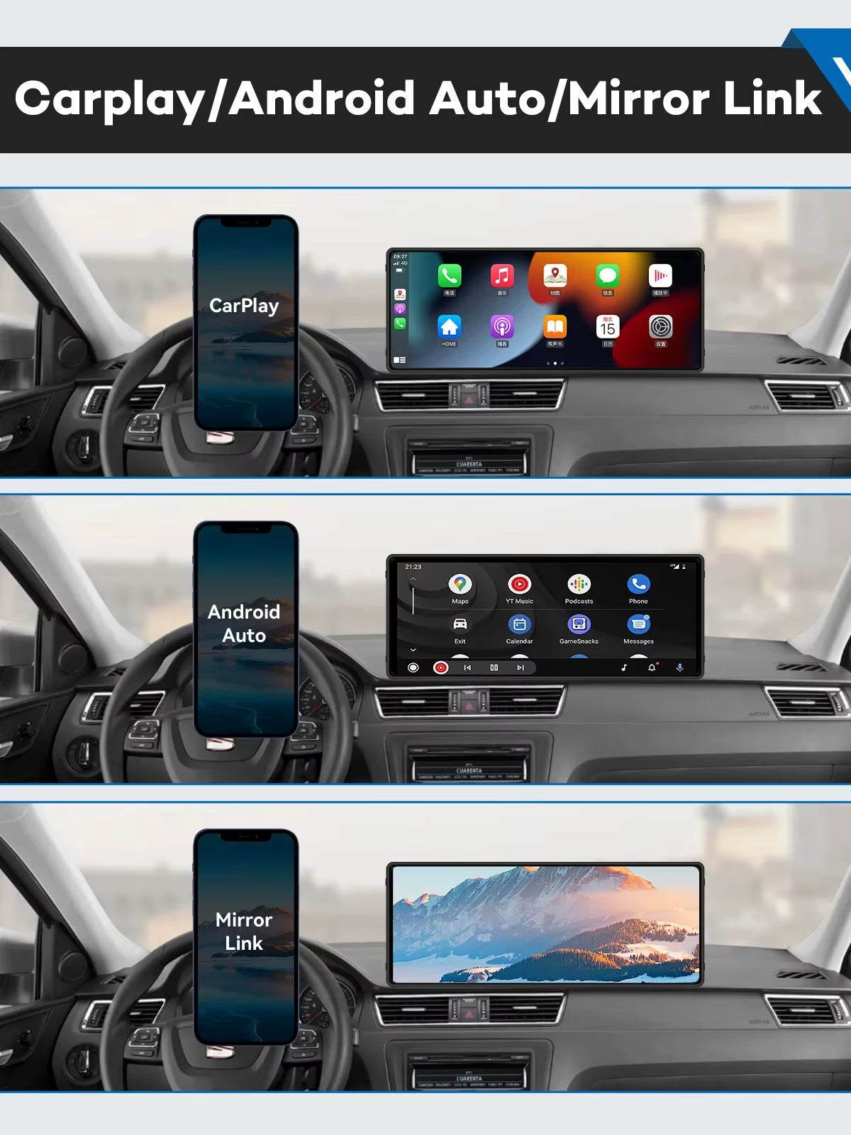Universal 10.26” Screen Car Radio Multimedia WIFI Video Player Wireless Carplay Screen for Apple or Android