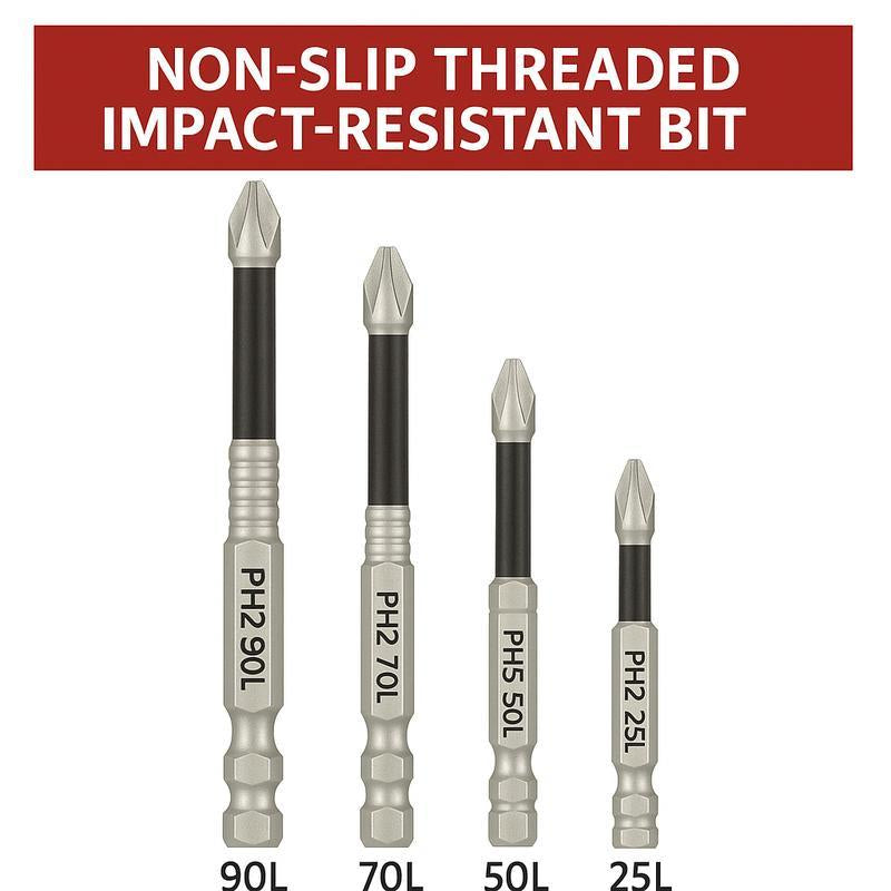 K5 Impact-Resistant and Non-Slip Bit,Impact Driver Bit Set,Titanium Alloy Impact Non-Slip Cross Head,High Magnetic Screwdriver Drill Bit