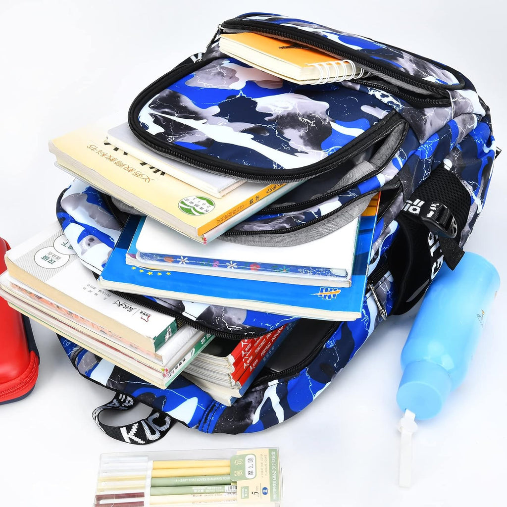School Backpack Casual Daypack Travel Outdoor Camouflage Backpack Christmas Presents for Boys and Girls (Ax Camo Blue)