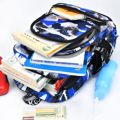 School Backpack Casual Daypack Travel Outdoor Camouflage Backpack Christmas Presents for Boys and Girls (Ax Camo Blue)