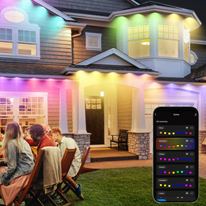 SUNLINKCO RGB+IC Permanent Outdoor Lights for House Garden, 50Ft Smart Eave Lights, String Lights, IP67 Waterproof, for Christmas Halloween Decor Birthday Gift with Alexa, Google Assistant App/Remote Control Decorative Free Shipping