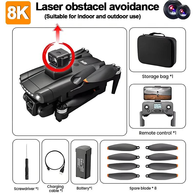 V198GPS Drone 8K Profesional HD Camera ESC Brushless Obstacle Avoidance Aerial Optical Foldable Quadcopter Mini Dron