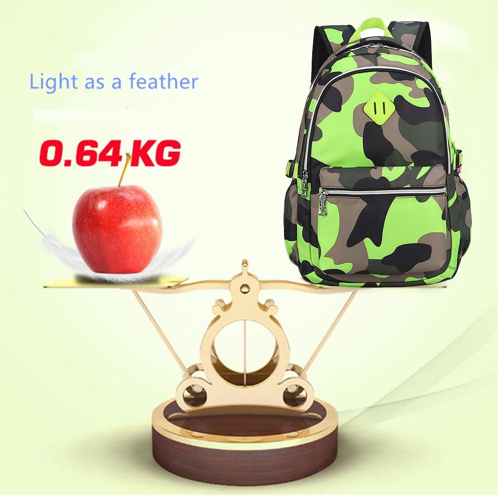 School Backpack Casual Daypack Travel Outdoor Camouflage Backpack Christmas Presents for Boys and Girls (Camo Green)