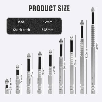 K5 Impact-Resistant and Non-Slip Bit,Impact Driver Bit Set,Titanium Alloy Impact Non-Slip Cross Head,High Magnetic Screwdriver Drill Bit
