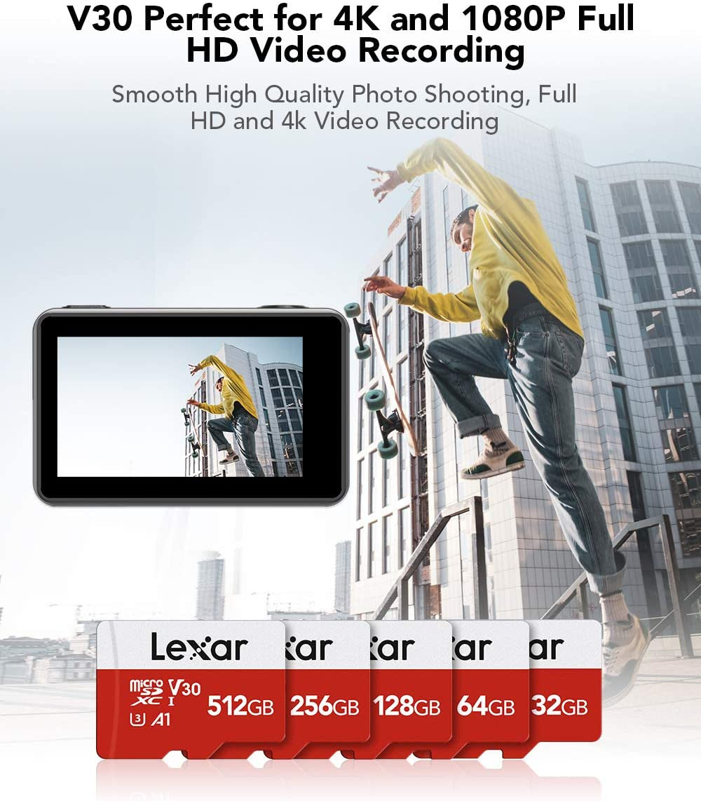 512GB Micro SD Card, Microsdxc UHS-I Flash Memory Card with Adapter - up to 100Mb/S, A1, U3, Class10, V30, High Speed TF Card