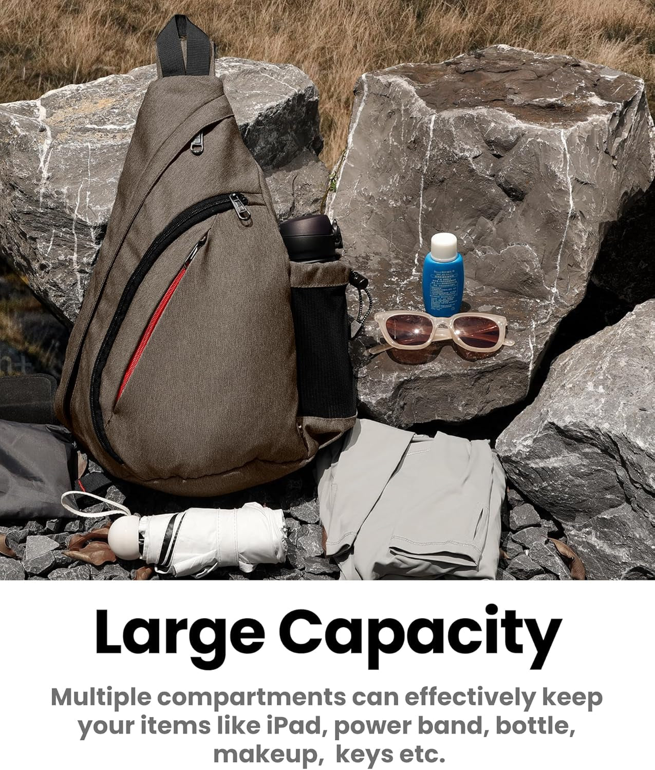 Sling Bag, Hiking Daypack, Crossbody Shoulder Chest Urban Outdoor Travel Backpack for Women & Men