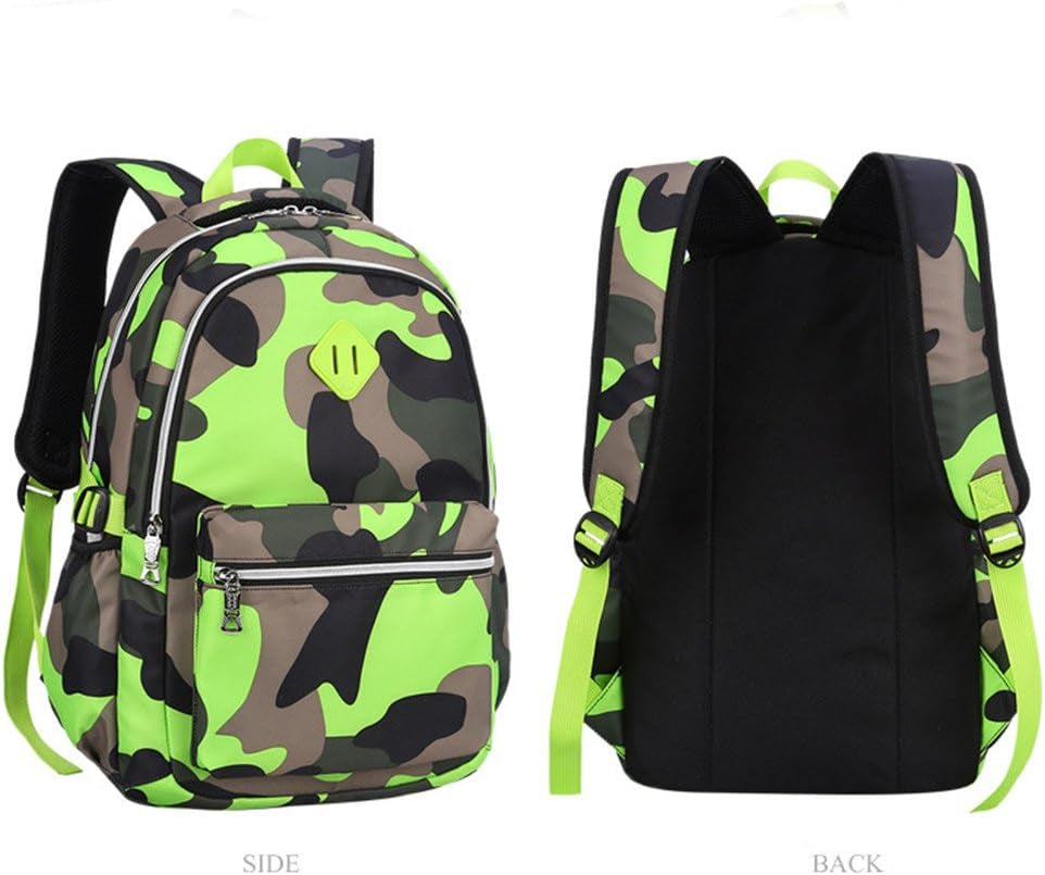 School Backpack Casual Daypack Travel Outdoor Camouflage Backpack Christmas Presents for Boys and Girls (Camo Green)