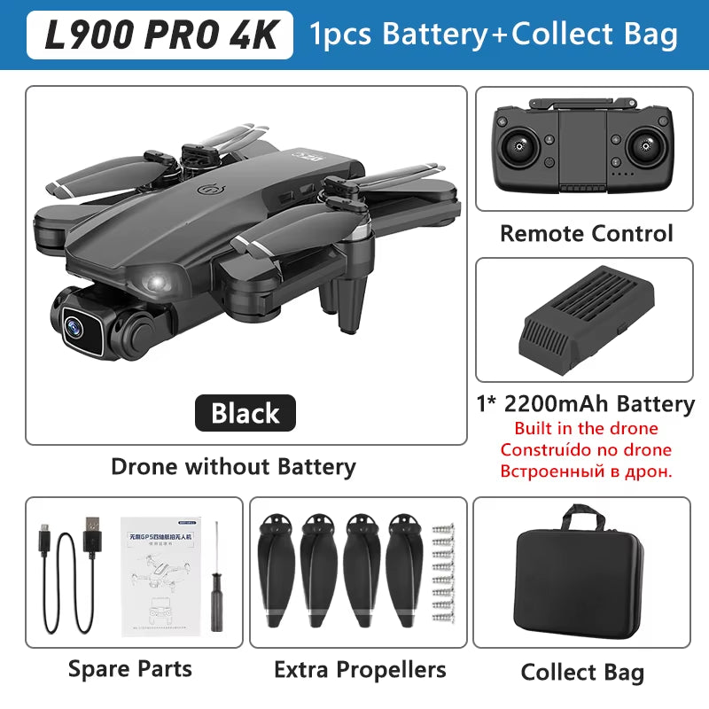 L900 PRO GPS Drone 4K Professional HD Dual Camera 5G WIFI Brushless Motor FPV Quadcopter Foldable Aerial Photography Drone