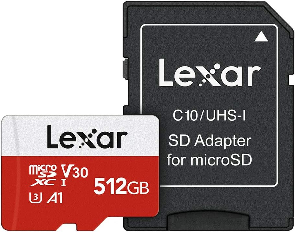 512GB Micro SD Card, Microsdxc UHS-I Flash Memory Card with Adapter - up to 100Mb/S, A1, U3, Class10, V30, High Speed TF Card