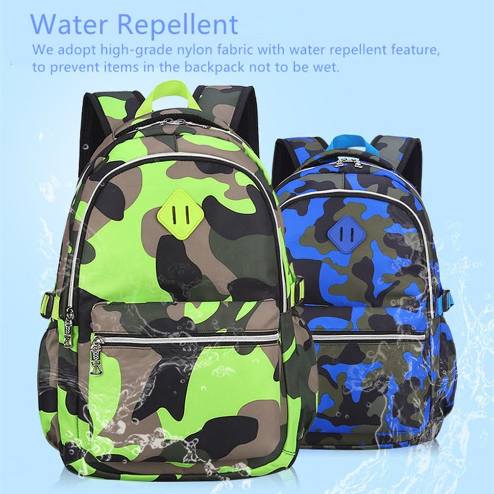 School Backpack Casual Daypack Travel Outdoor Camouflage Backpack Christmas Presents for Boys and Girls (Camo Green)