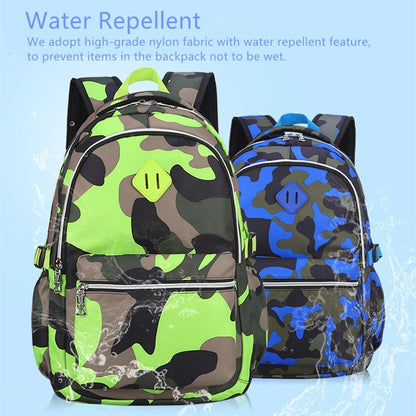 School Backpack Casual Daypack Travel Outdoor Camouflage Backpack Christmas Presents for Boys and Girls (Camo Green)
