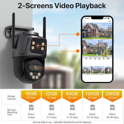 IP Camera 6K 9MP HD Wifi Outdoor Camera 8X Zoom Three Lens Dual Screen Home Security PTZ Camera 6MP Video Surveillance Icsee