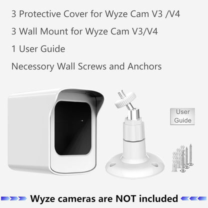 Mount for All-New Cam V3 and V4, Weatherproof Protective Cover and 360 Degree Adjustable Wall Mount Solid Housing for Cam V3 and V4 Outdoor Indoor Smart Home Camera System (White, 3 Pack)