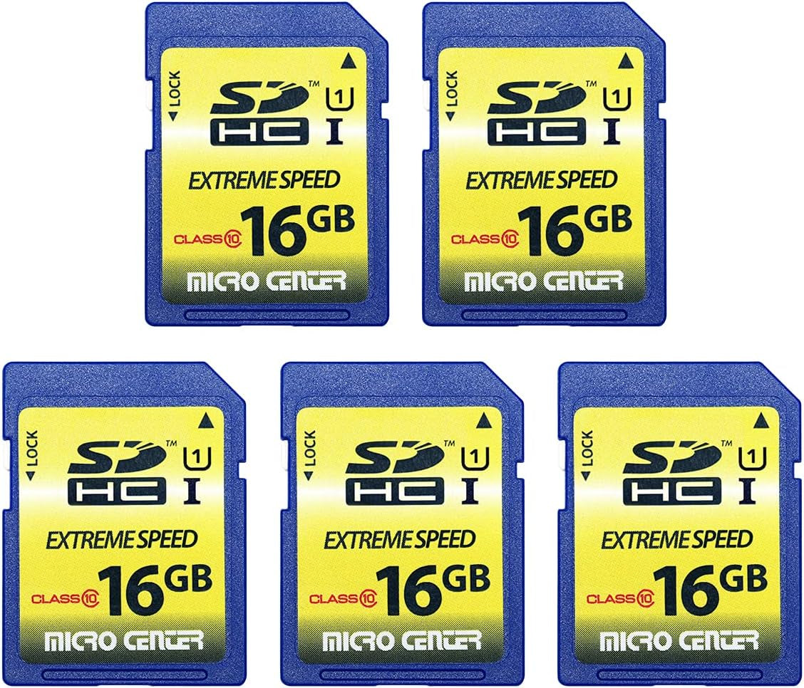 16GB Class 10 SDHC/SDXC U1 Flash Memory Card (5 Pack) for Trail & Hunting Cameras, 60Mb/S Read, 10Mb/S Write, 3-Year Warranty