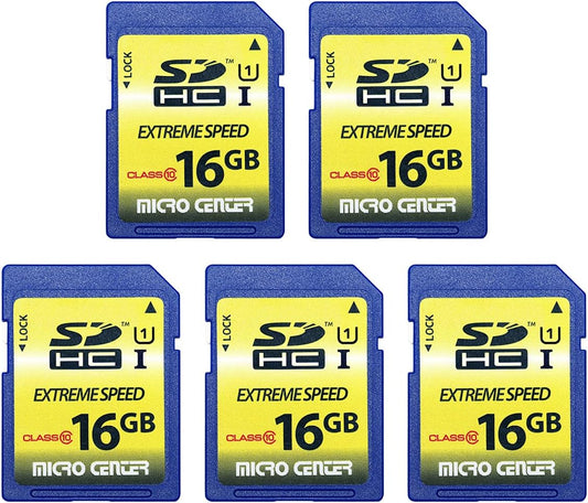 16GB Class 10 SDHC/SDXC U1 Flash Memory Card (5 Pack) for Trail & Hunting Cameras, 60Mb/S Read, 10Mb/S Write, 3-Year Warranty