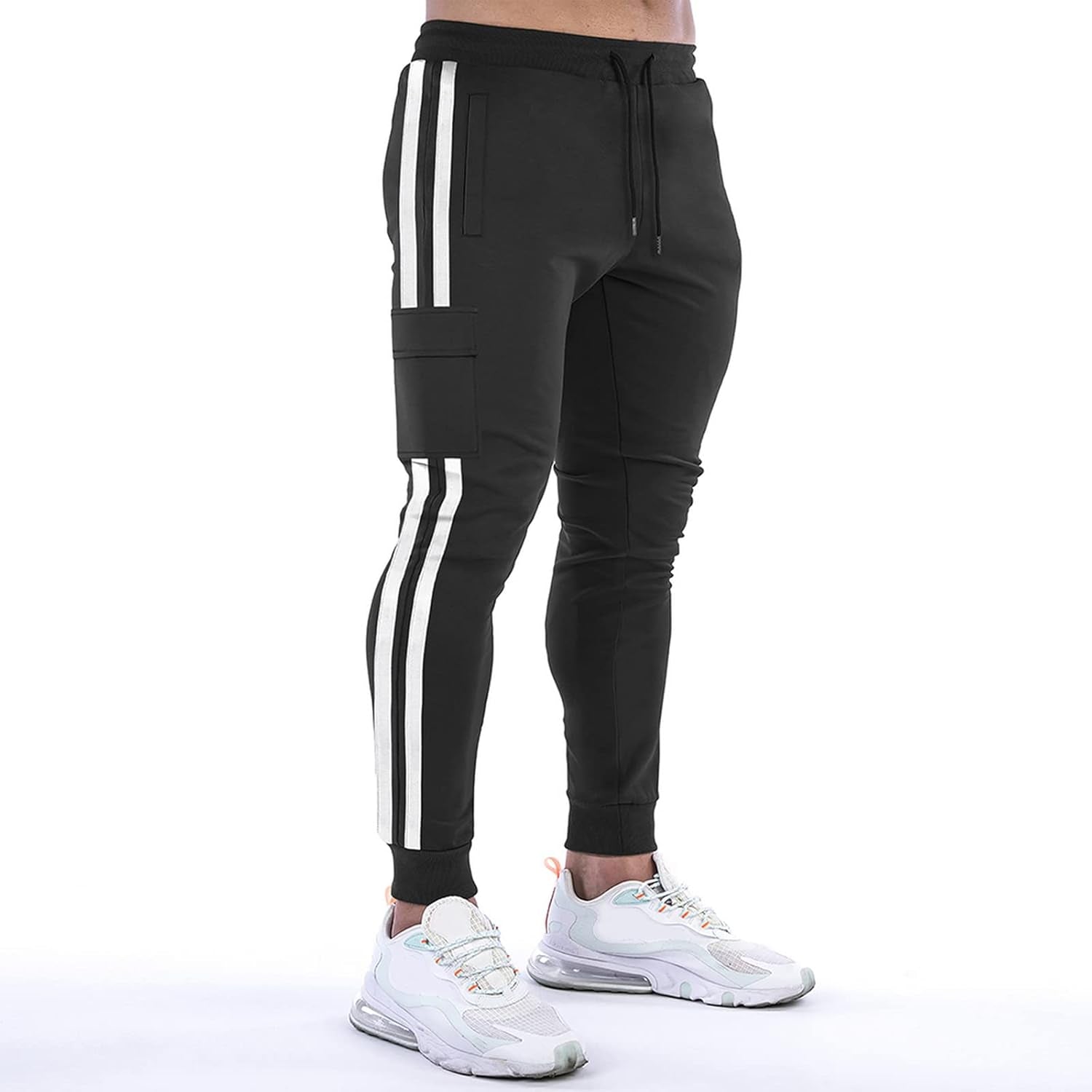 Men'S Jogger Track Pants Athletic Slim Fit Gym Trousers Workout Training Tapered Sweatpants with Pockets