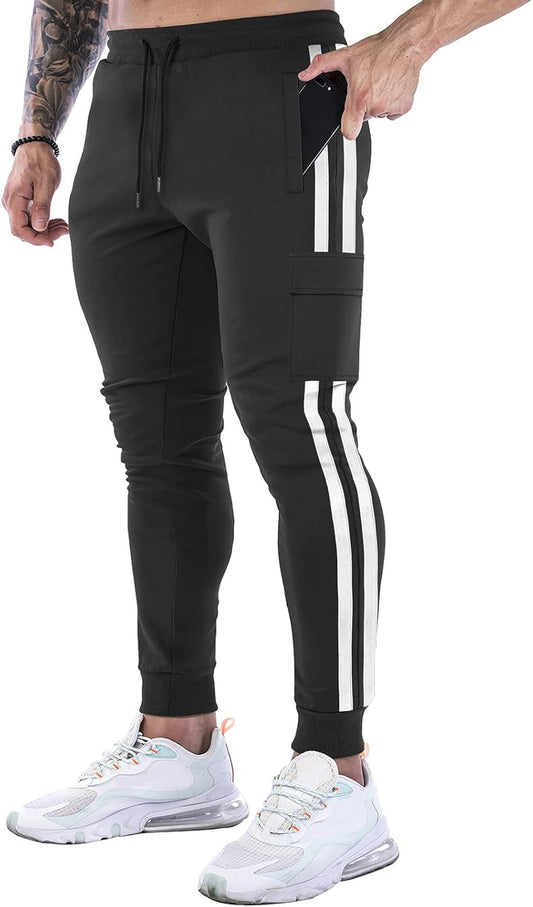 Men'S Jogger Track Pants Athletic Slim Fit Gym Trousers Workout Training Tapered Sweatpants with Pockets