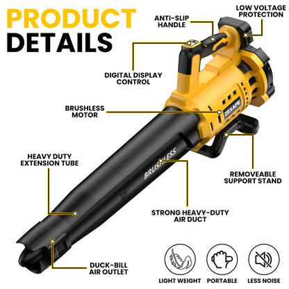 【No Batteries】Cordless Leaf Blower for Dewalt 20V Max Battery, for Milwaukee 18V Battery/ for Makita 18V Battery 480 CFM Electric Blower with Brushless Motor, 6 Variable Speed up to 130MPH, Digital Display Control Handheld Blower for Lawn Care, Yard