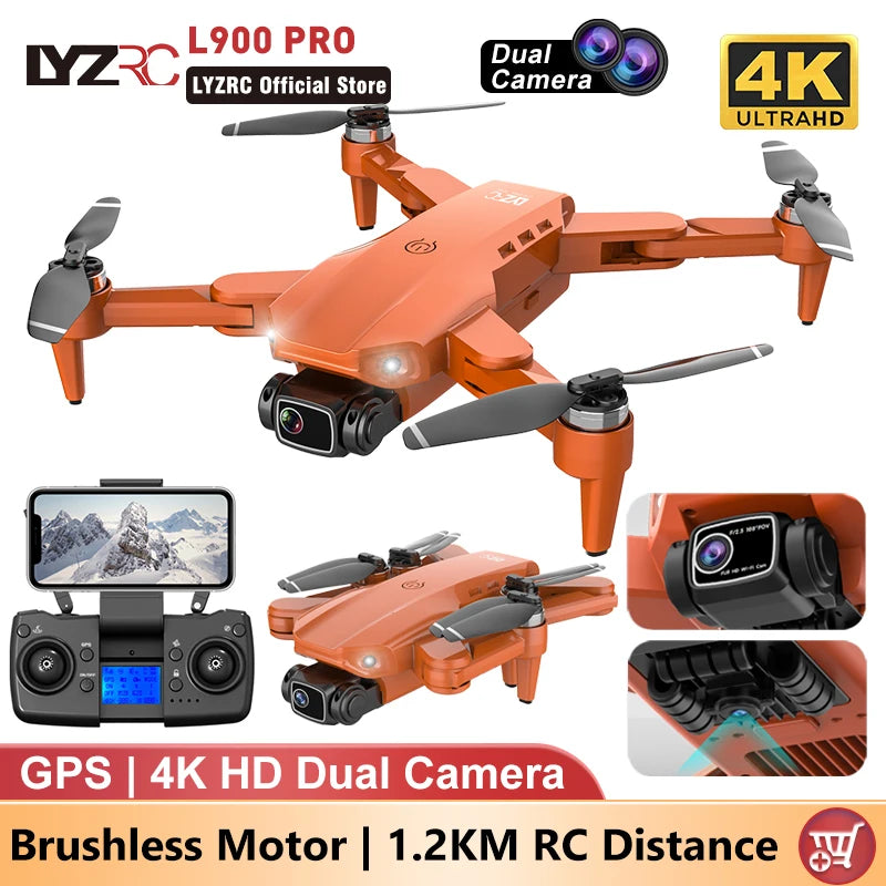 L900 PRO GPS Drone 4K Professional HD Dual Camera 5G WIFI Brushless Motor FPV Quadcopter Foldable Aerial Photography Drone