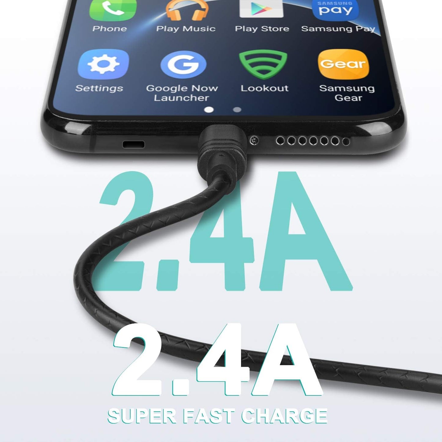 Short Micro USB Charging Cable 1Ft 2.4 A, 5 Pack Android Phone Fast Charger Cord with Extra Long Length for Samsung Galaxy S7 Edge/S7/S6 Edge/S6, Note 5/4