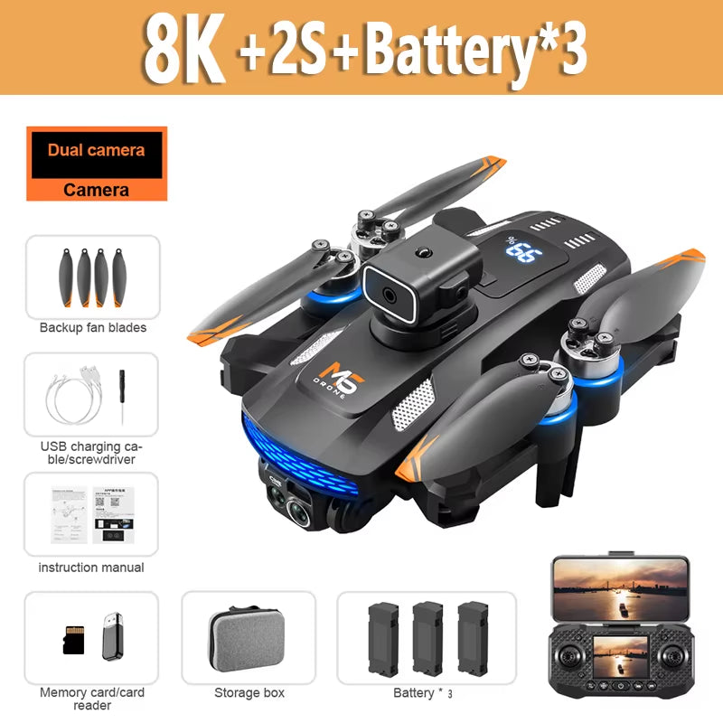 M6 Drone 8K Professional HD Camera Drones 5G WIFI FPV Video 4K UAV with Screen Remote Control RC Quadcopter Dron