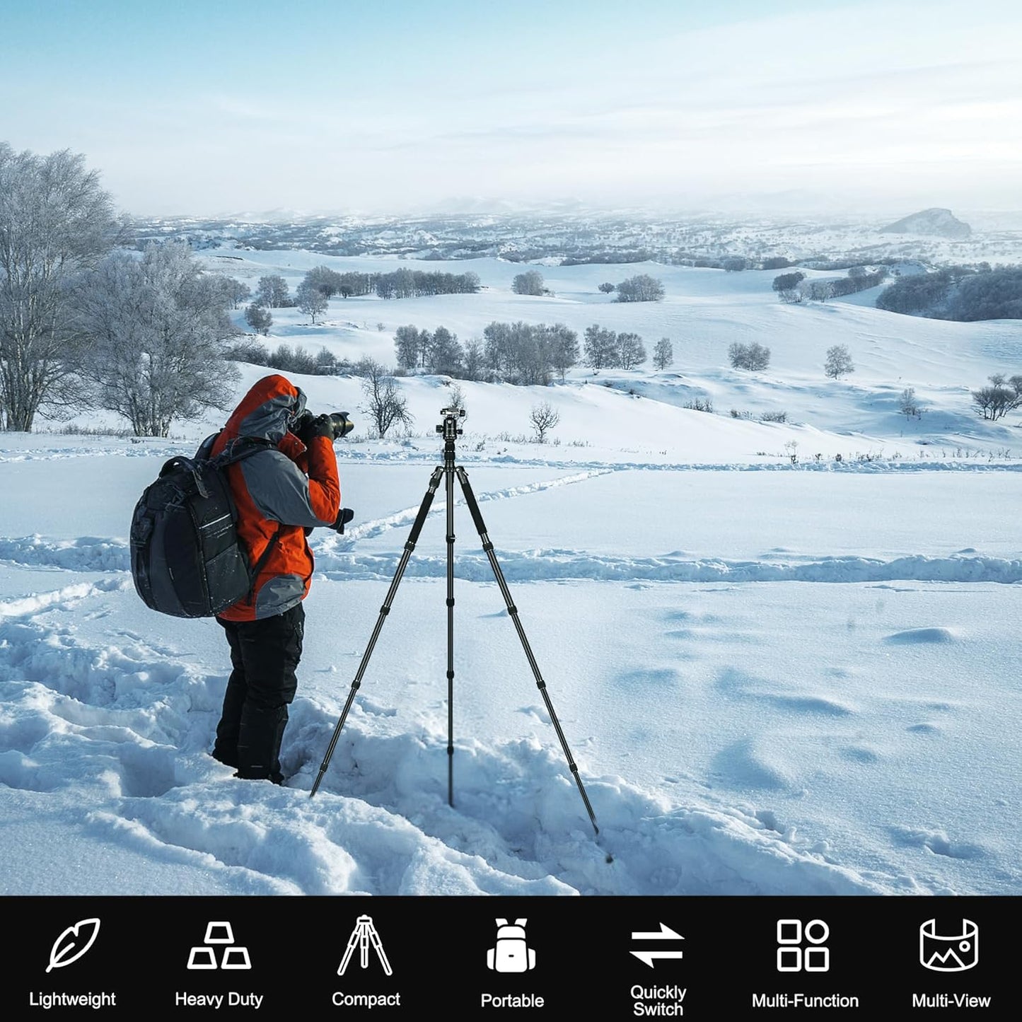 80/85 Inches Heavy Duty Tripod for Camera and Phone, 85" Camera Monopod Tripods, DSLR Binoculars Spotting Scope Camcorders Video Tripod Stand, 360 Degree Ball Head, 35 Lbs Loads