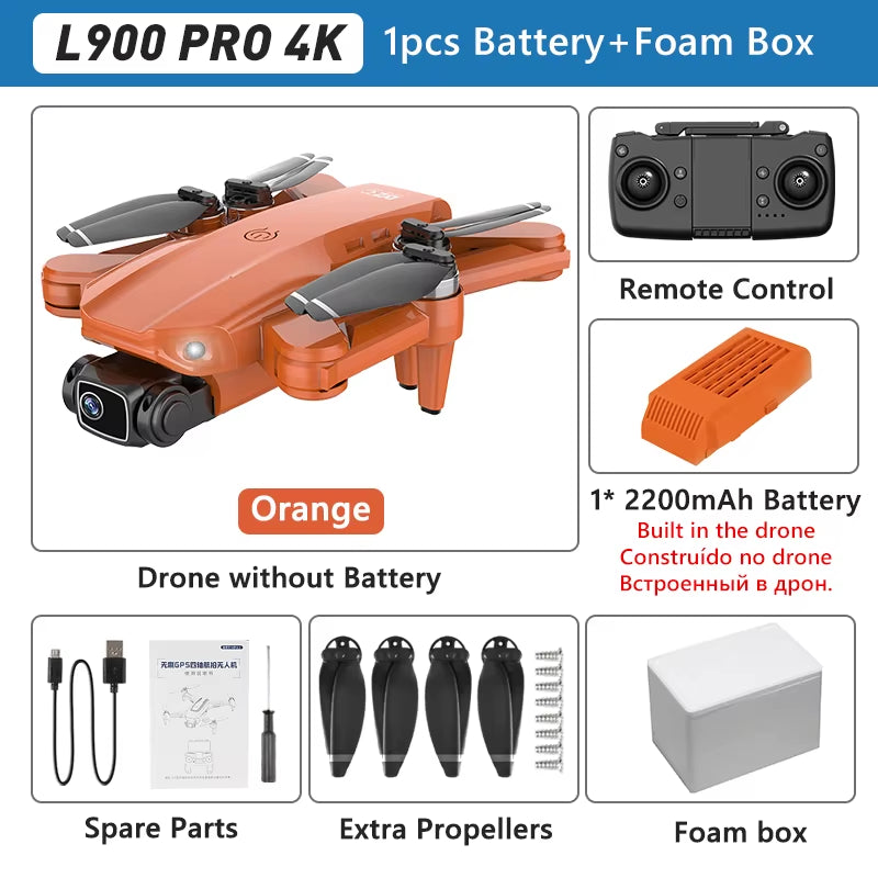 L900 PRO GPS Drone 4K Professional HD Dual Camera 5G WIFI Brushless Motor FPV Quadcopter Foldable Aerial Photography Drone