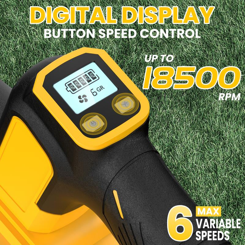 【No Batteries】Cordless Leaf Blower for Dewalt 20V Max Battery, for Milwaukee 18V Battery/ for Makita 18V Battery 480 CFM Electric Blower with Brushless Motor, 6 Variable Speed up to 130MPH, Digital Display Control Handheld Blower for Lawn Care, Yard