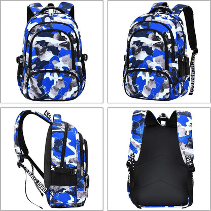 School Backpack Casual Daypack Travel Outdoor Camouflage Backpack Christmas Presents for Boys and Girls (Ax Camo Blue)