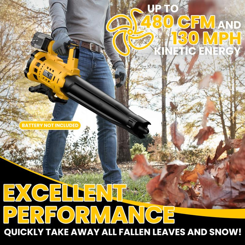 【No Batteries】Cordless Leaf Blower for Dewalt 20V Max Battery, for Milwaukee 18V Battery/ for Makita 18V Battery 480 CFM Electric Blower with Brushless Motor, 6 Variable Speed up to 130MPH, Digital Display Control Handheld Blower for Lawn Care, Yard