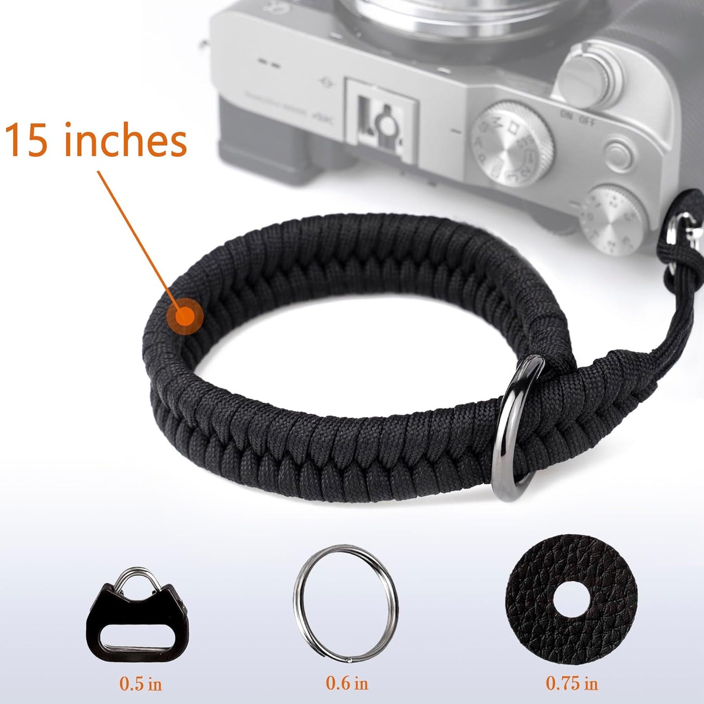 Camera Wrist Strap - Paracord Quick Release Camera Hand Strap Wrist Lanyard for DSLR or Mirrorless Camera - Black