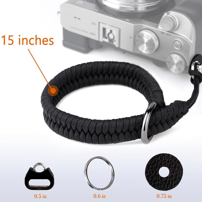Camera Wrist Strap - Paracord Quick Release Camera Hand Strap Wrist Lanyard for DSLR or Mirrorless Camera - Black