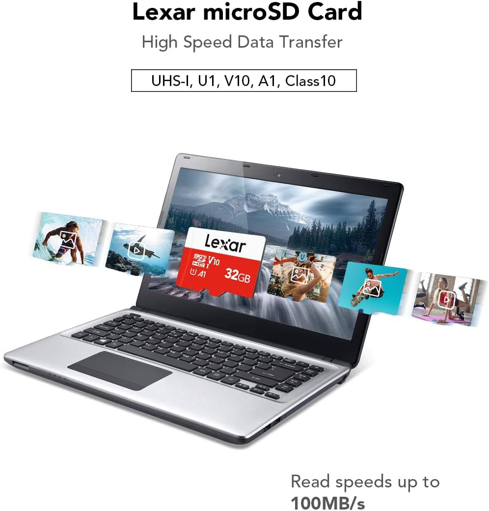 32GB Micro SD Card, Microsdhc UHS-I Flash Memory Card with Adapter - up to 100Mb/S, U1, Class10, V10, A1, High Speed TF Card
