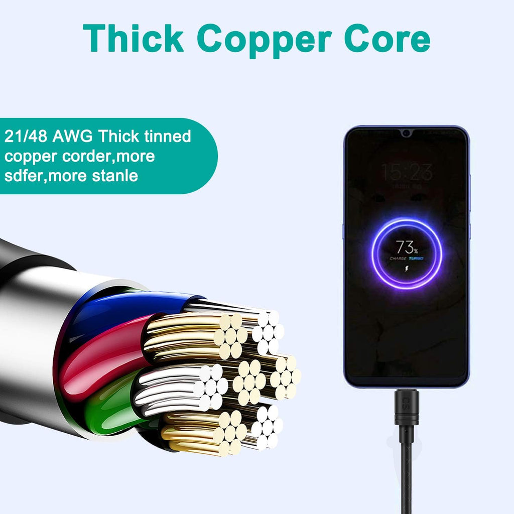 Short Micro USB Charging Cable 1Ft 2.4 A, 5 Pack Android Phone Fast Charger Cord with Extra Long Length for Samsung Galaxy S7 Edge/S7/S6 Edge/S6, Note 5/4