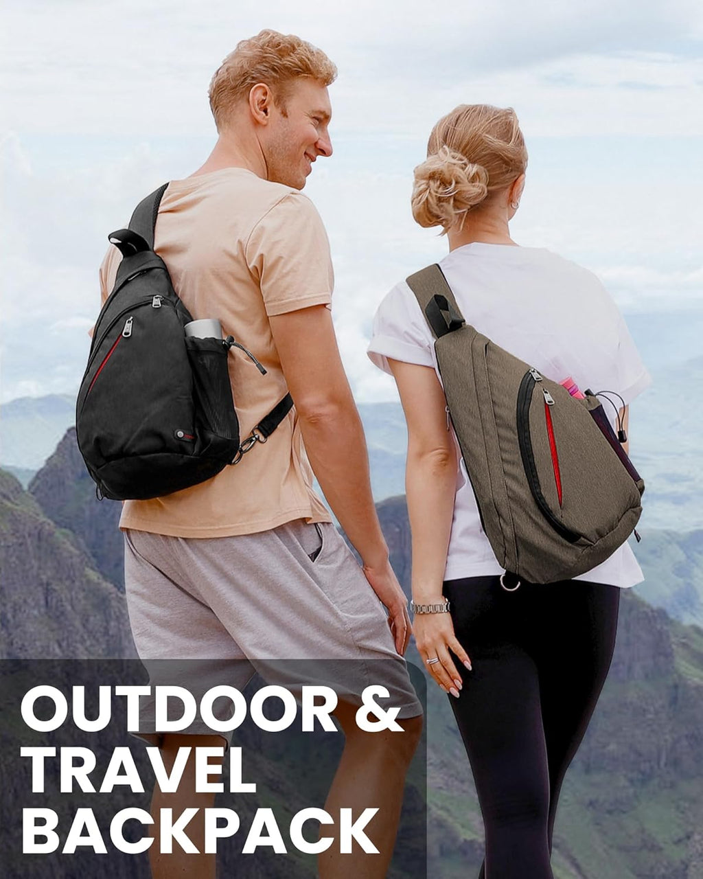 Sling Bag, Hiking Daypack, Crossbody Shoulder Chest Urban Outdoor Travel Backpack for Women & Men