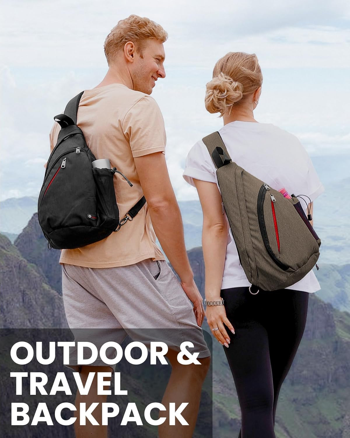 Sling Bag, Hiking Daypack, Crossbody Shoulder Chest Urban Outdoor Travel Backpack for Women & Men