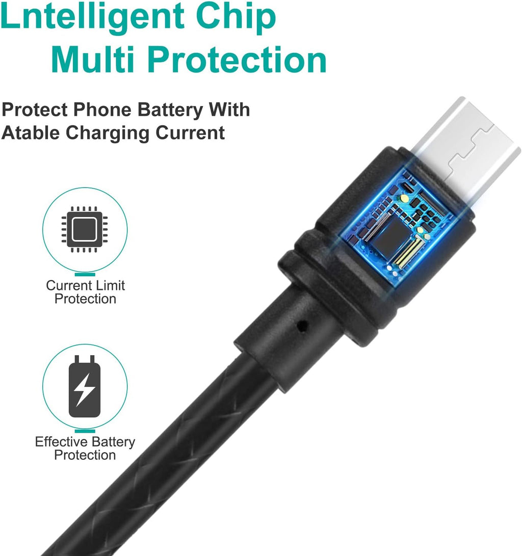 Short Micro USB Charging Cable 1Ft 2.4 A, 5 Pack Android Phone Fast Charger Cord with Extra Long Length for Samsung Galaxy S7 Edge/S7/S6 Edge/S6, Note 5/4